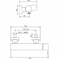 Смеситель для душа Ravak 10° Free-TD F 032.00/150 X070132 Хром латунь на стену