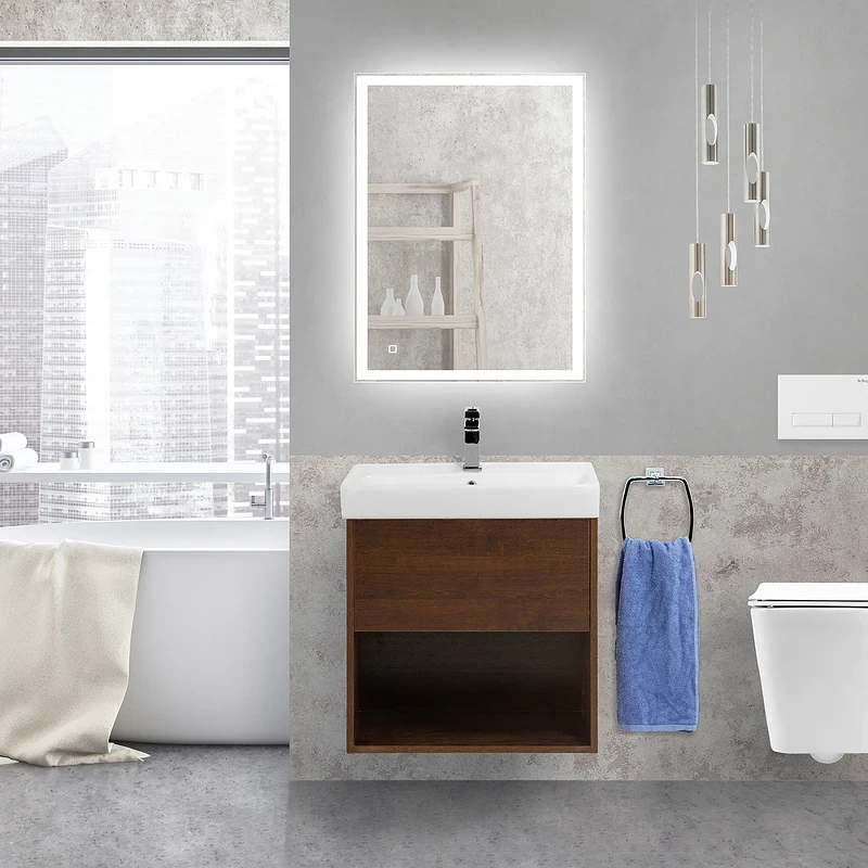 Тумба под раковину BelBagno Neon 50 NEON-500-1C-SO-RS подвесная Rovere Scuro МДФ / ЛДСП