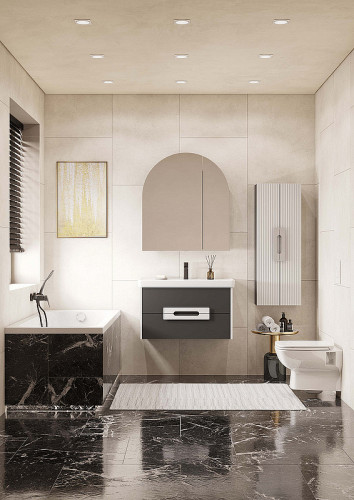 Шкаф пенал Aquaton Ар-Деко 40 1A284703DD8D0 подвесной Серый кобальт МДФ / ЛДСП