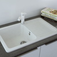 Кухонная мойка Ulgran Classic U-506-302 Песочная искусственный камень (литьевой мрамор) встраиваемый