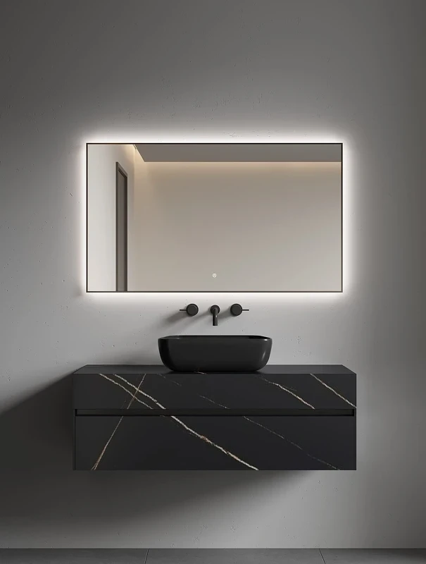 Зеркало Boheme Modern 120x70 543-120-GM с подсветкой Оружейная сталь с сенсорным выключателем и подогревом стекло