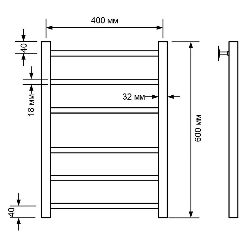 Водяной полотенцесушитель Comfysan Noumi W-6 60x40 013684 Черный матовый