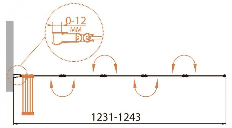 Шторка на ванну Cezares Relax 120 L RELAX-V-5-120/140-P-Bi-L профиль Серый стекло рифленое