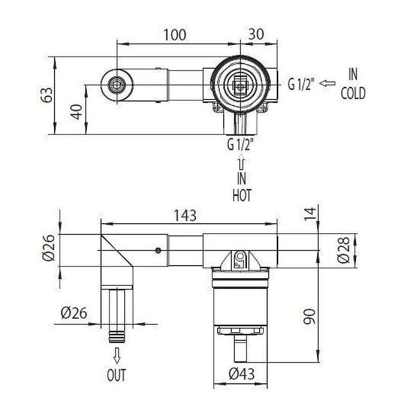 Смеситель для раковины Bossini Teo Z00732.073+Z00801 цвет Черный матовый