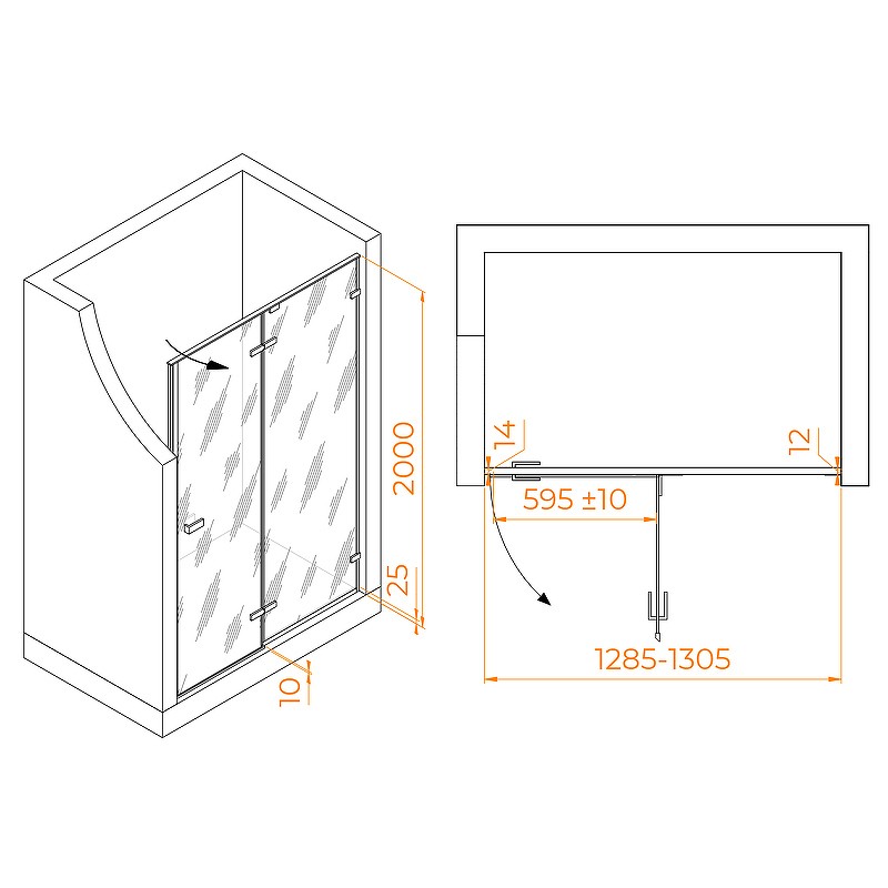 Душевая дверь RGW Stilvoll SV-004-B 130 353200413-14 профиль Черный стекло прозрачное