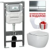 Комплект унитаза с инсталляцией Ceramicanova Metric CN3007_1002CH_1000 с сиденьем Микролифт и клавишей смыва Хром фарфор подвесной
