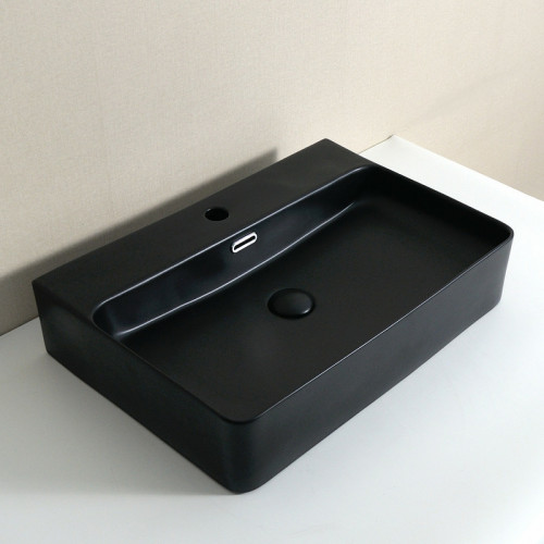 Раковина CeramaLux 60 8145MB Черная матовая фаянс накладная