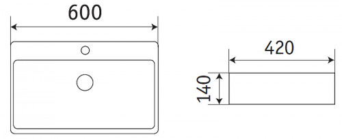 Раковина CeramaLux 60 8145MB Черная матовая фаянс накладная