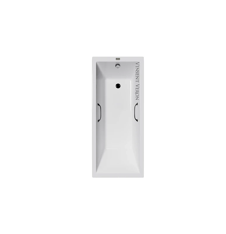 Чугунная ванна Vinsent Veron Square 140x70 VSQ1407045H/VH0012BL цвет Белый с квадратными черными матовыми ручками