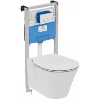 Унитаз с инсталляцией Ideal Standard Connect Air P212101 с сиденьем Микролифт и клавишей смыва Хром