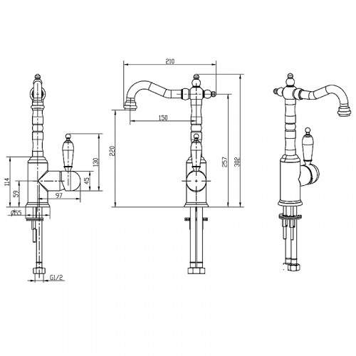 Смеситель для раковины Boheme Provanse Ripresa 362 Бронза латунь