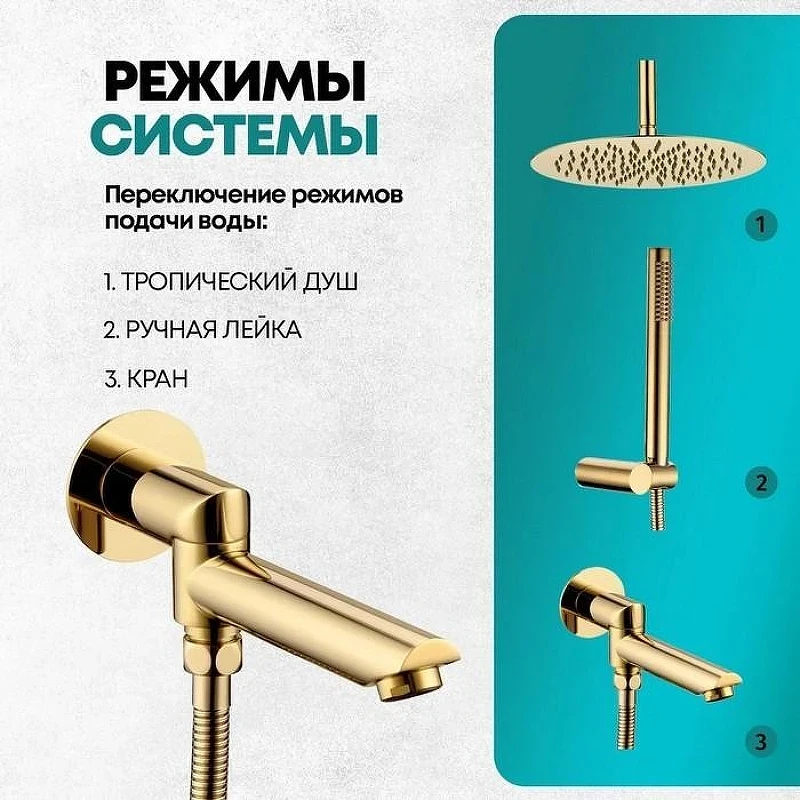 Душевая система Grocenberg GB5099GO-2 Золото