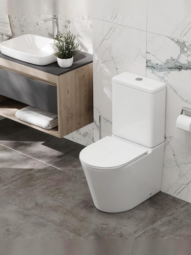 Унитаз компакт WellWant Aura WWUN2114W цвет Белый с сиденьем Микролифт