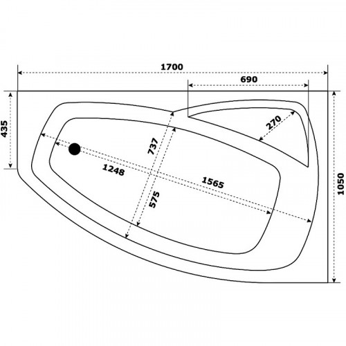 Акриловая ванна Creto Madison 170х105 R 22-1116 без гидромассажа