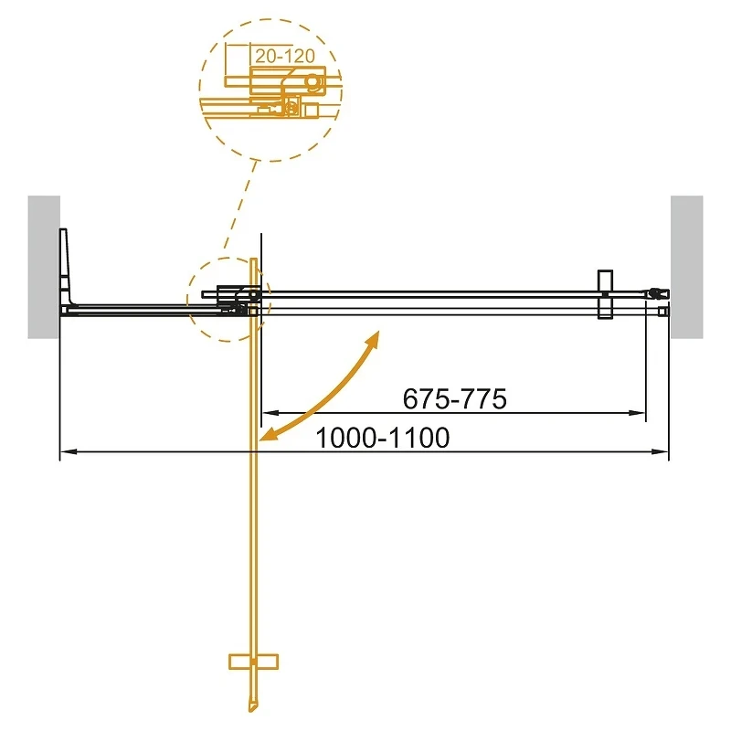 Душевая дверь Cezares Slider 110 SLIDER-B-1-100/110-C-GM профиль Оружейная сталь стекло прозрачное