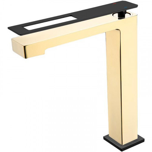 Смеситель для раковины Boheme Q 142-GB Золото Черный латунь