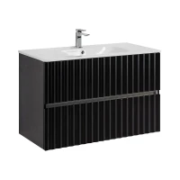 Тумба под раковину Art&Max Elegant 90 AM-ELEGANT-900-2C-SO-NM-LED подвесная цвет Черный матовый