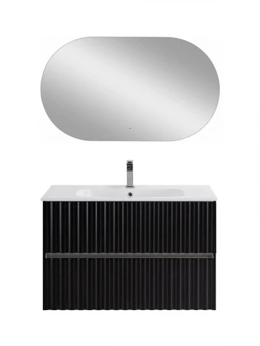 Тумба под раковину Art&Max Elegant 90 AM-ELEGANT-900-2C-SO-NM-LED подвесная цвет Черный матовый