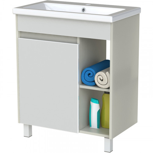 Тумба с раковиной Orange Topline-Line 60 TLIB60+RA Белый глянец Светло-серый глянец МДФ / ЛДСП