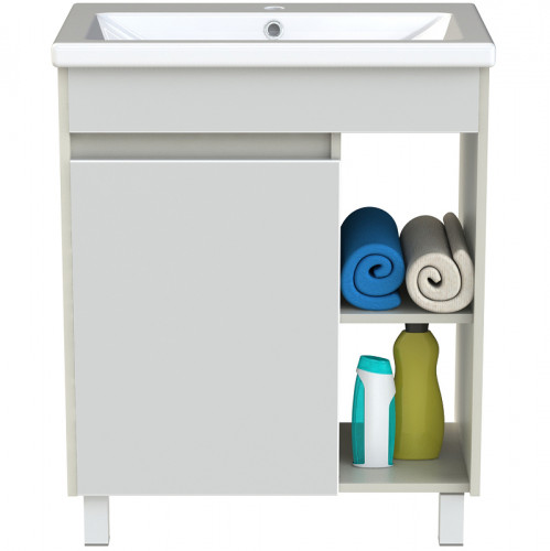 Тумба с раковиной Orange Topline-Line 60 TLIB60+RA Белый глянец Светло-серый глянец МДФ / ЛДСП