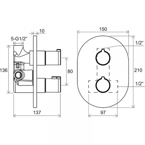 Смеситель для душа Ravak Chrome CR 064.00 X070095 с термостатом Хром латунь встраиваемый
