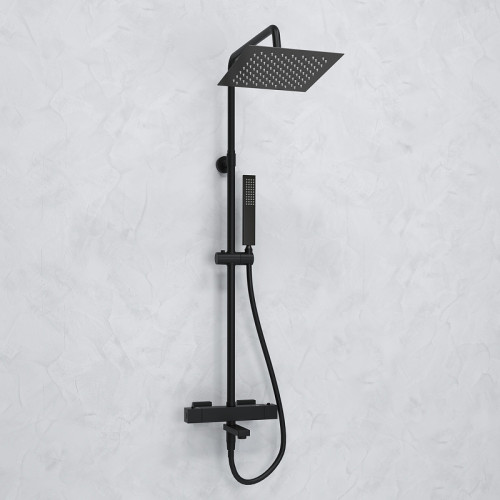 Душевая система WasserKRAFT A299.255.218.BM Thermo с термостатом Черная матовая латунь на стену