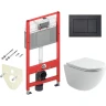Унитаз с инсталляцией Ceramicanova Vogue CN4008T + Tece Now 9400414 с сиденьем Микролифт и Черной матовой клавишей смыва
