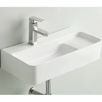Раковина CeramaLux 60 78691 Белая фаянс подвесная, накладная