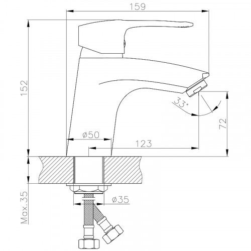 Смеситель для раковины Rossinka T40-11 Хром латунь