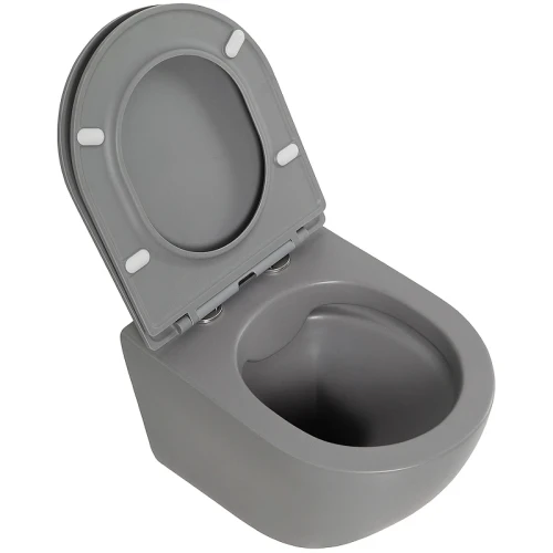 Унитаз BelBagno Colorato BB062CHR-GR/BB062SC-GR подвесной Серый матовый с сиденьем Микролифт фаянс подвесной