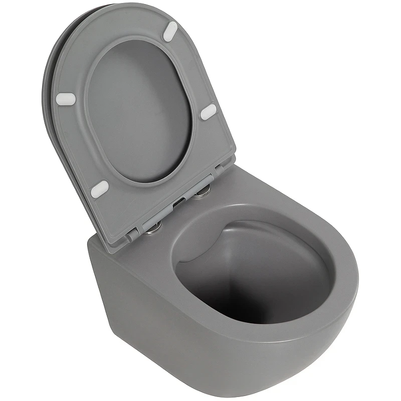 Унитаз BelBagno Colorato BB062CHR-GR/BB062SC-GR подвесной Серый матовый с сиденьем Микролифт фаянс подвесной