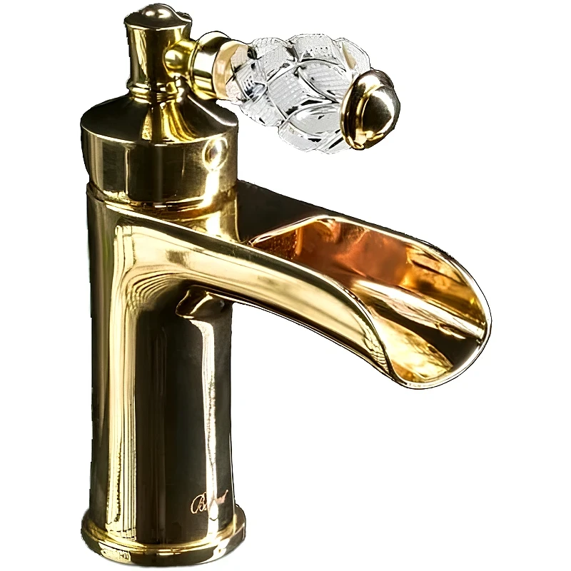 Смеситель для раковины Boheme Vogue Crystal 211-CRST Золото латунь