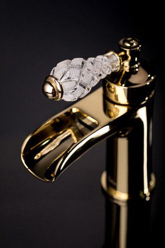 Смеситель для раковины Boheme Vogue Crystal 211-CRST Золото латунь