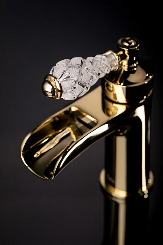 Смеситель для раковины Boheme Vogue Crystal 211-CRST Золото латунь