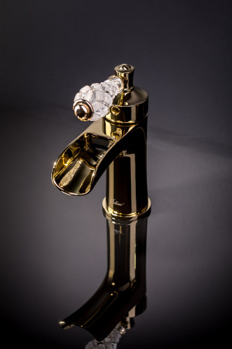 Смеситель для раковины Boheme Vogue Crystal 211-CRST Золото латунь