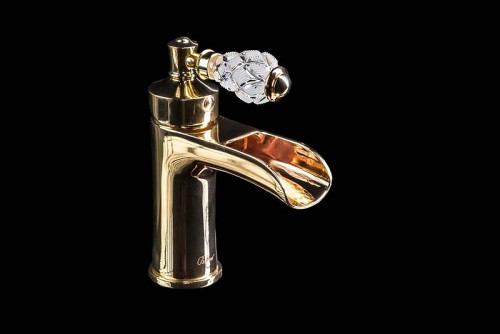 Смеситель для раковины Boheme Vogue Crystal 211-CRST Золото латунь