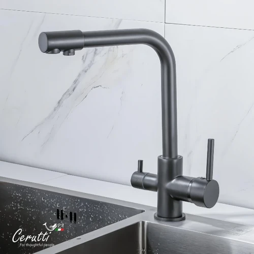 Cмеситель для кухни Ceruttispa Лаура (Laura) GR CT12127 12127 цвет Серый матовый
