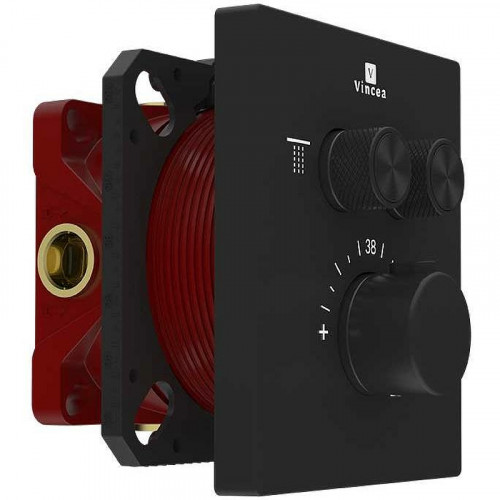 Смеситель для душа Vincea VSCV-321T-MMB с термостатом Черный матовый латунь встраиваемый