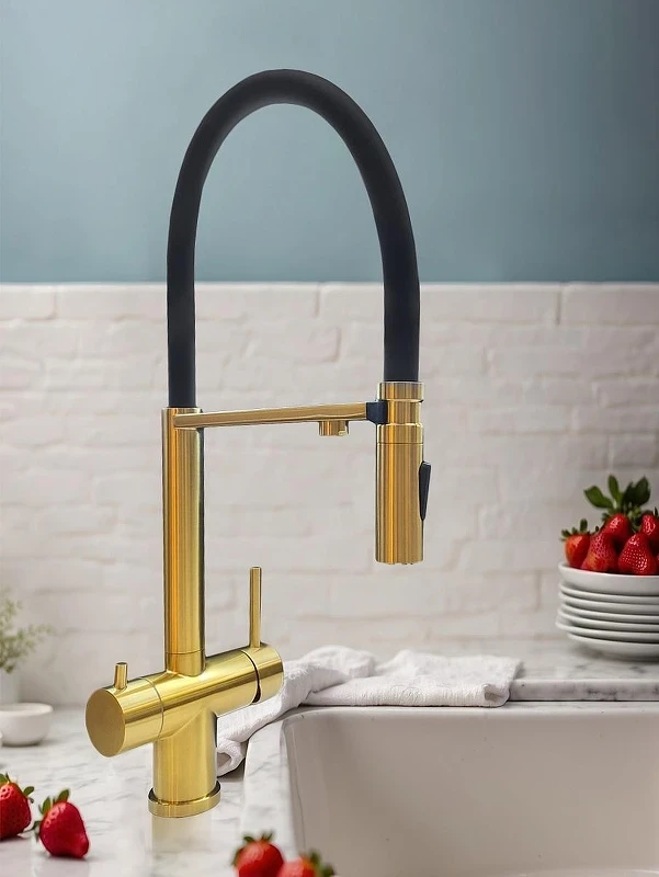 Смеситель для кухни AltroBagno Flusso 050202 BG цвет Золото матовое