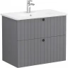 Тумба с раковиной Vitra Root Groove 80 69438 подвесная Серая матовая МДФ / ЛДСП