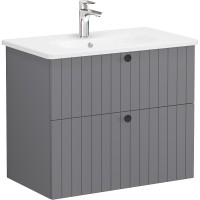 Тумба с раковиной Vitra Root Groove 80 69438 подвесная Серая матовая МДФ / ЛДСП