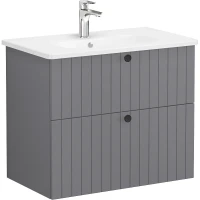 Тумба с раковиной Vitra Root Groove 80 69438 подвесная Серая матовая МДФ / ЛДСП