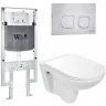 Комплект унитаза с инсталляцией WeltWasser AMBERG 497 ST + BAARBACH 004 GL-WT + AMBERG RD-MT CR 10000006681 цвет Белый глянцевый с сиденьем Микролифт и клавишей смыва цвет Хром матовый