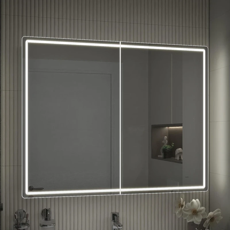 Зеркальный шкаф Vigo Geometry Comfort 100 222 с подсветкой цвет Белый