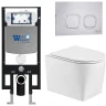 Комплект унитаза с инсталляцией WeltWasser AMBERG 497 + NESENBACH 004 GL-WT + AMBERG RD-MT CR 10000008926 цвет Белый глянцевый с сиденьем Микролифт и клавишей смыва цвет Хром матовый