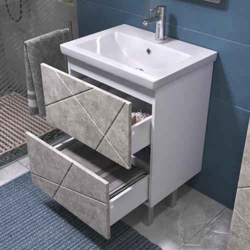 Тумба под раковину Vigo Geometry 60 015 цвет Бетон Белый