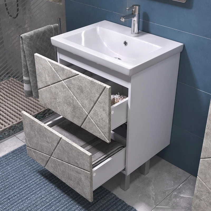 Тумба под раковину Vigo Geometry 60 015 цвет Бетон Белый