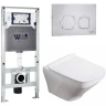 Комплект унитаза с инсталляцией WeltWasser AMBERG 506 ST + HOFBACH 041 GL-WT + AMBERG RD-MT CR 10000011664 цвет Белый глянцевый с сиденьем Микролифт и клавишей смыва цвет Хром матовый