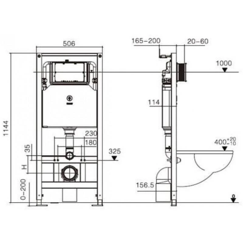 Комплект унитаза с инсталляцией WeltWasser AMBERG 506 ST + HOFBACH 041 GL-WT + AMBERG RD-MT CR 10000011664 цвет Белый глянцевый с сиденьем Микролифт и клавишей смыва цвет Хром матовый