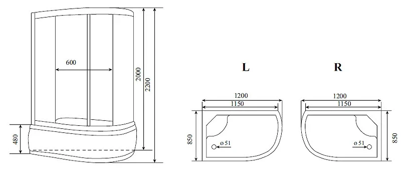 Душевая кабина Timo Lux 120x85 T-7720R с гидромассажем